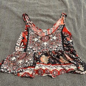 Guess Bohemian Print Peplum Crop Top